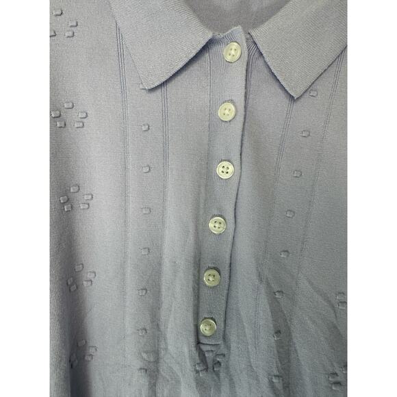 Loft Sweater Shirt Purple Button Front 3D Knit Soft Short‎ Sleeve Work Size XL - Picture 8 of 13